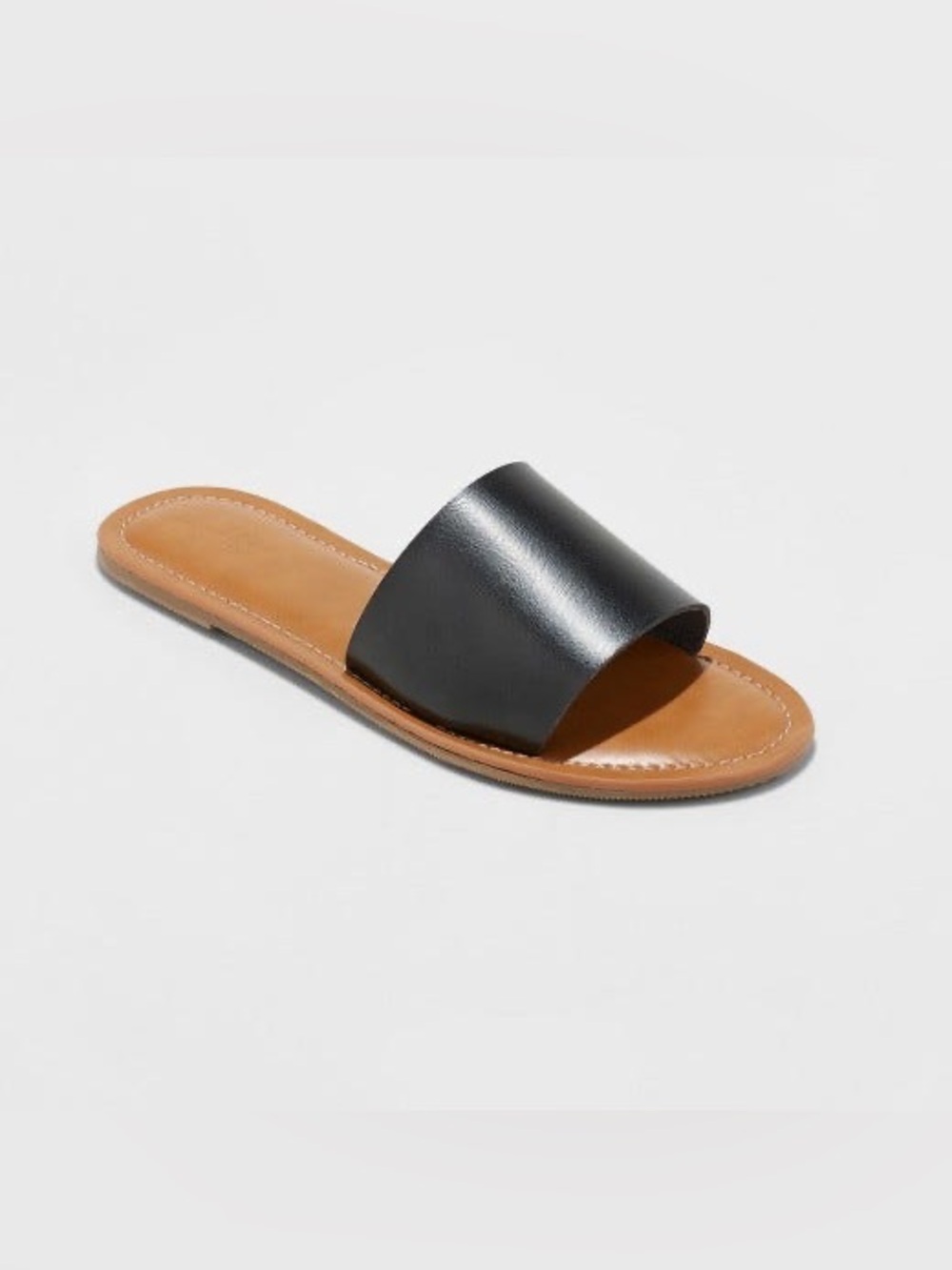Universal Thread Black Slide Sandals with Brown Footbed